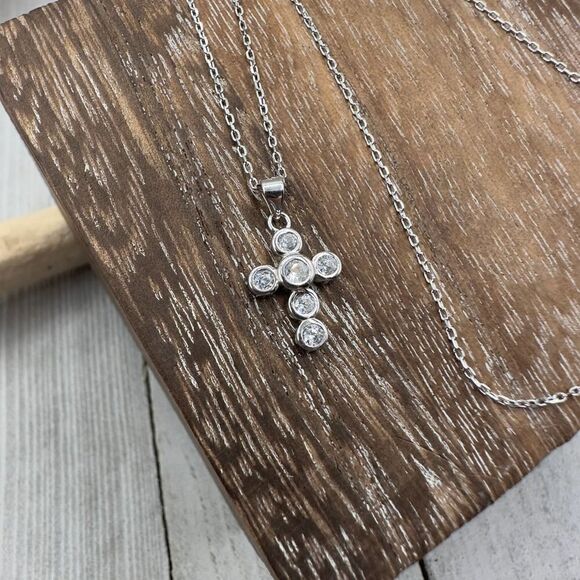 Cross CZ Sterling Silver Necklace - Picture 5 of 5
